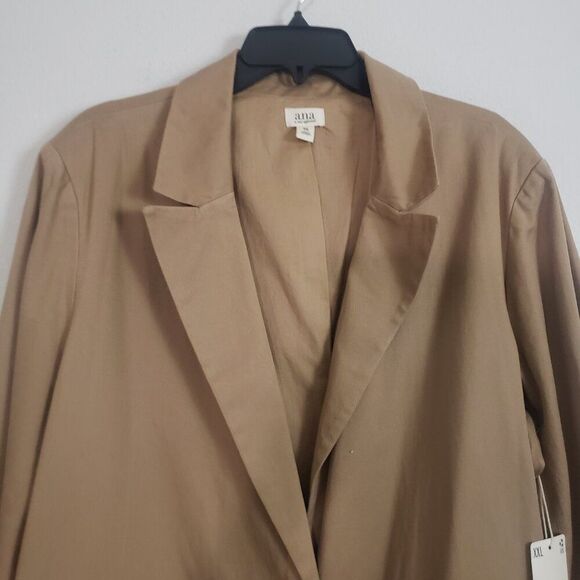 ANA Women's Plus Size Blazer XXL Tan Preppy Office Professional Business Linen - Picture 3 of 14